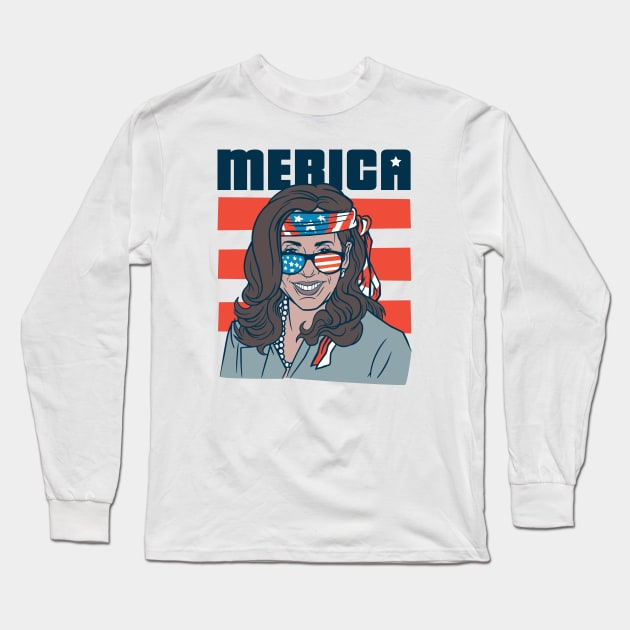 Funny Vice President Kamala Harris 4th of July Merica Long Sleeve T-Shirt by SLAG_Creative